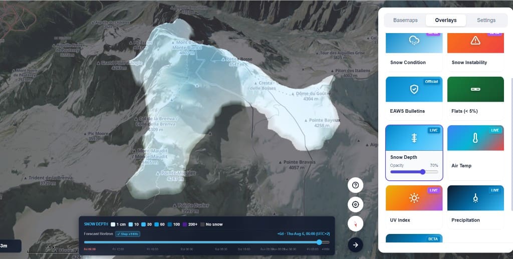 Snow depth overlay