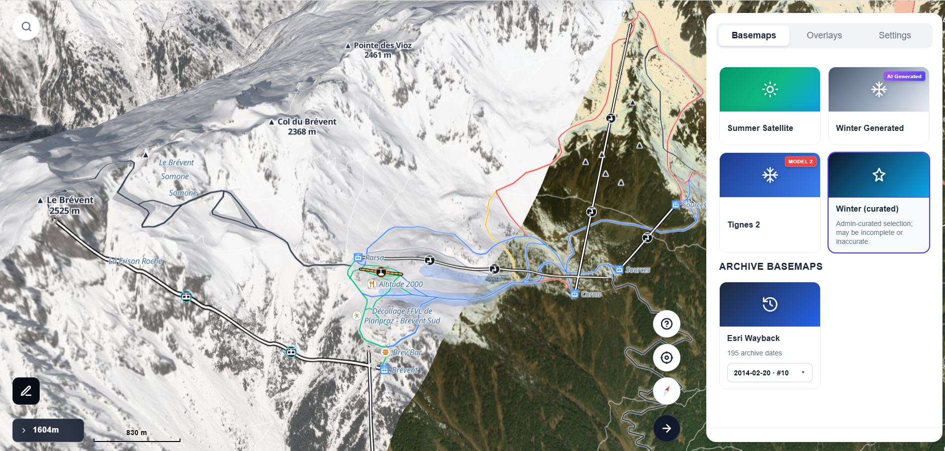 Curated winter Wayback basemap